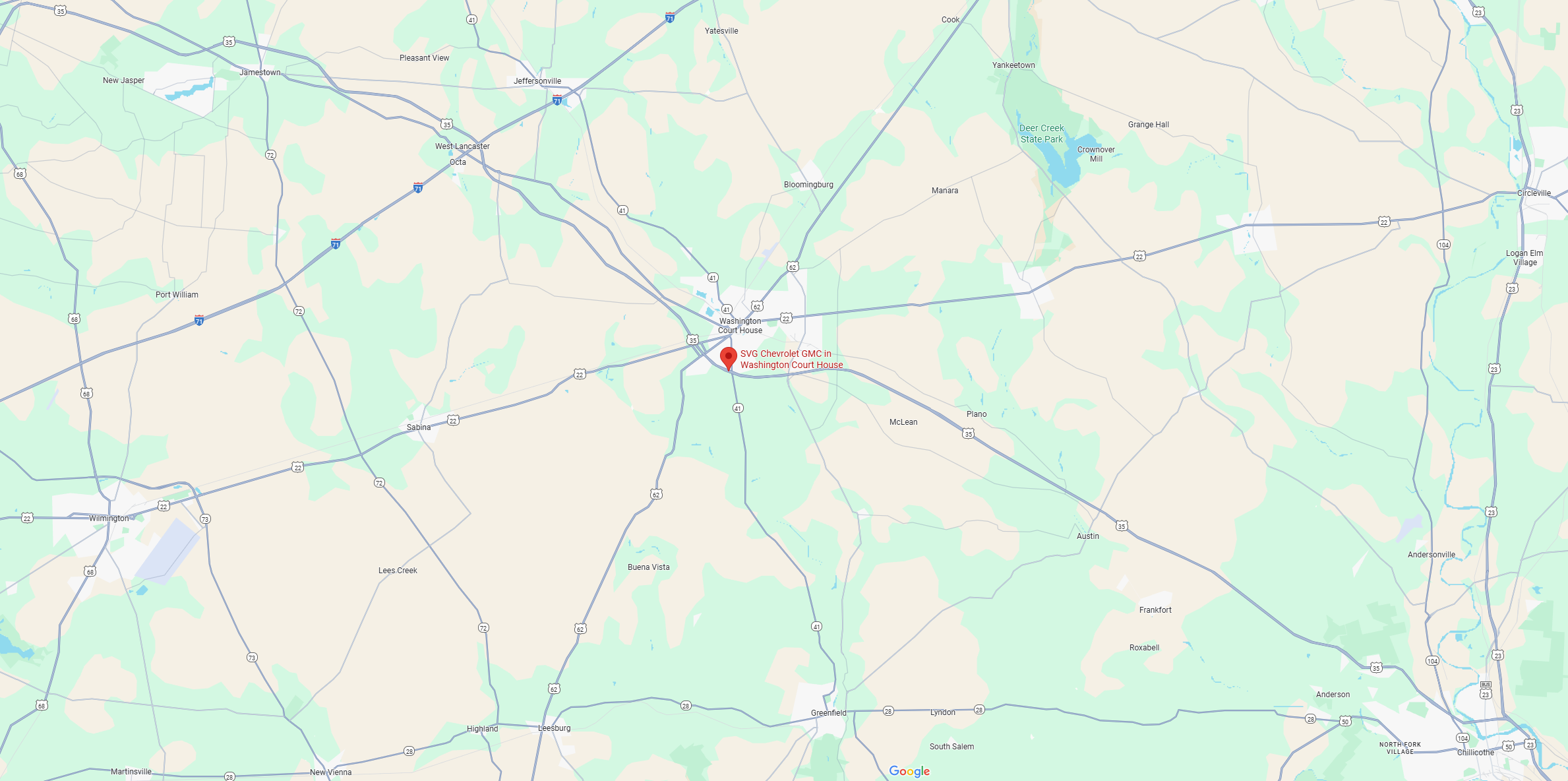 map image of dealership location and surrounding area